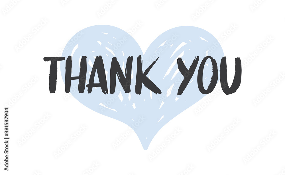 Fototapeta premium Thank you lettering text with heart background. Thanks and love message. vector design.