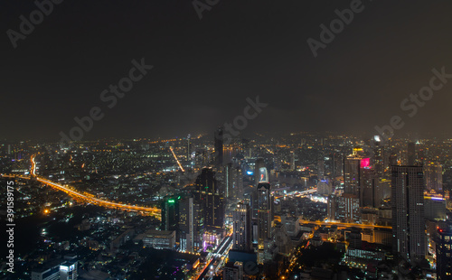 Wallpaper Mural Bangkok, thailand - Nov 07, 2020 : Bangkok downtown cityscape with skyscrapers at night give the city a modern style. No focus, specifically. Torontodigital.ca