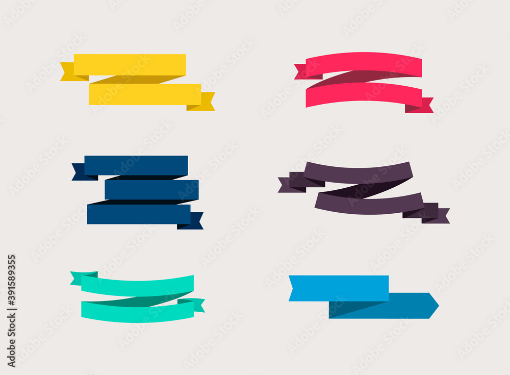 Colorful Ribbons Banners, isolated. Vector illustration
