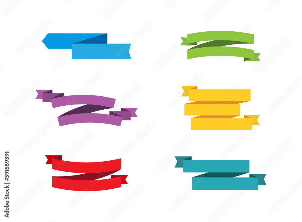 Colorful Ribbons Banners, isolated. Vector illustration