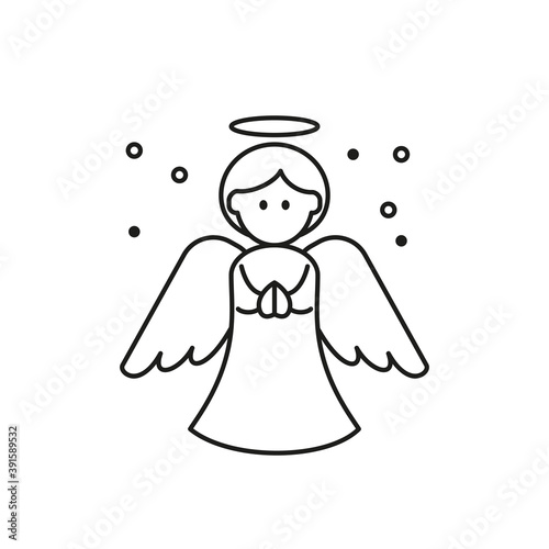 Christmas angel icon on white background.