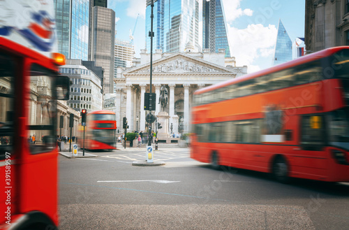 Royal Exchange  London With Red bus