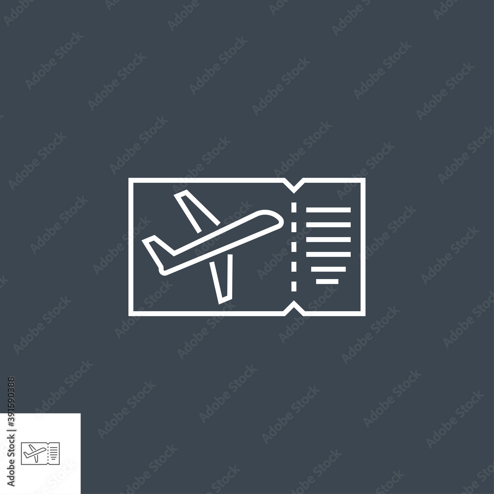 Ticket Icon. Ticket Related Vector Line Icon. Isolated on Black Background. Editable Stroke.