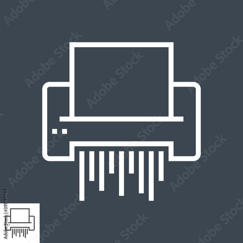 Paper Shredder Thin Line Vector Icon Isolated on the Black Background.