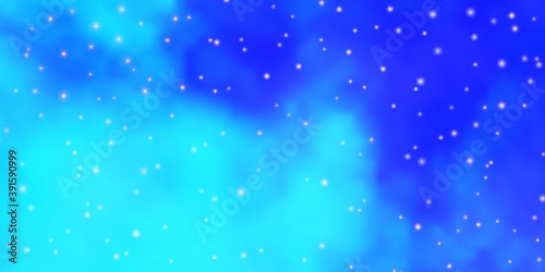 Light BLUE vector template with neon stars.