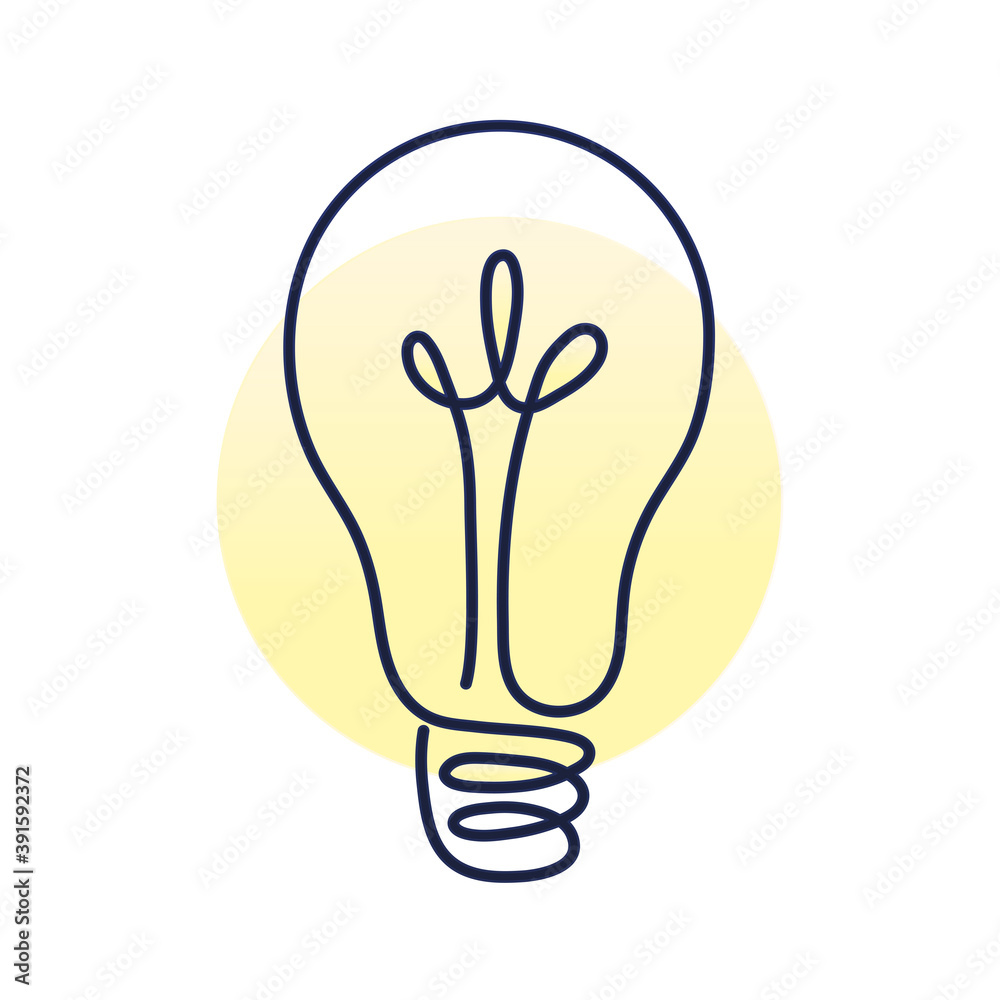 lightbulb one line style with background yellow lightbulb one line style with background yellow