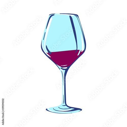Glass of wine, Hand-drawn vector illustration. Element for menu design, printing