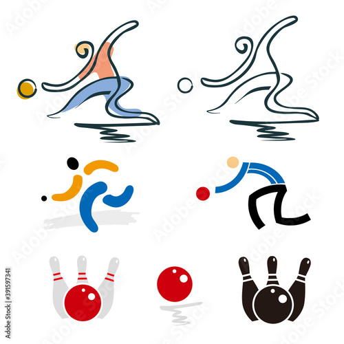 
Bowling and petanque player icons.
Illustration of bowling and petanque players. Isolated on white background. Vector available. photo