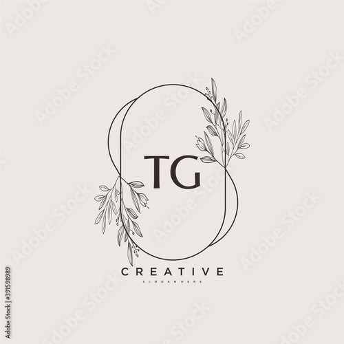 TG Beauty vector initial logo art, handwriting logo of initial signature, wedding, fashion, jewerly, boutique, floral and botanical with creative template for any company or business.