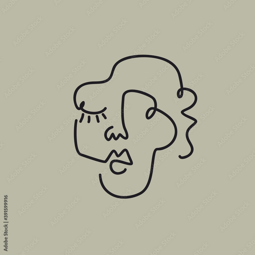 face line illustration logo design drawing face line illustration logo design drawing