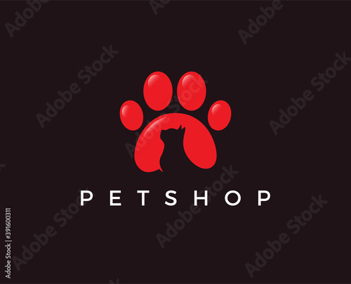 minimal pets shop logo template - vector illustration