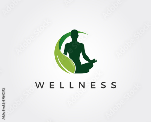 minimal wellness logo template - vector illustration