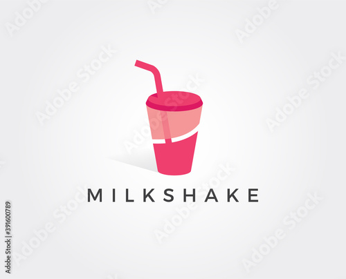 minimal milkshake logo template - vector illustration