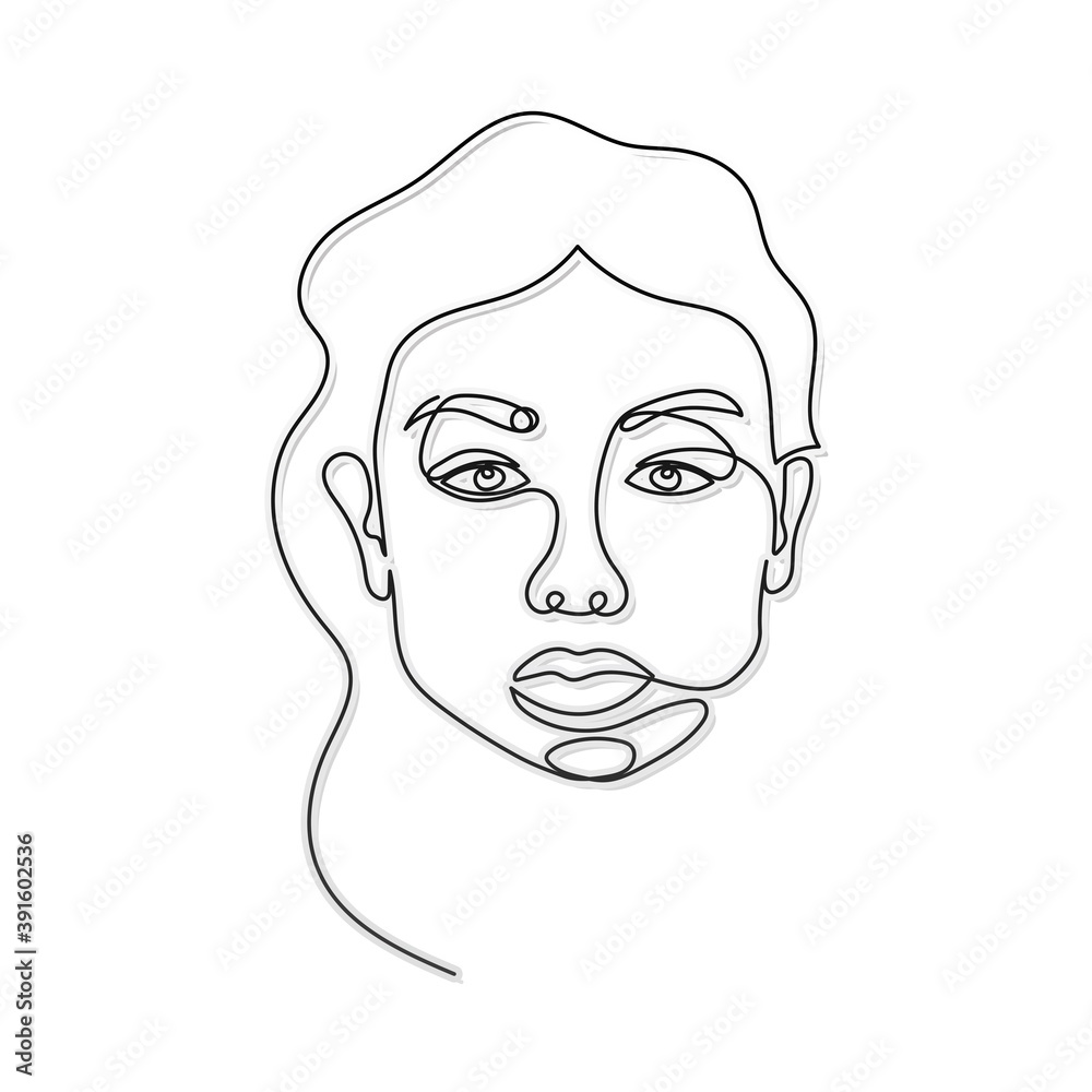 line woman face with a mouth over a white background