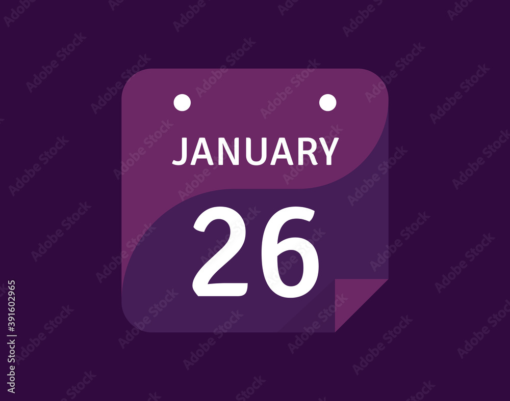 26 January, January 26 icon Single Day Calendar Vector illustration 26 January, January 26 icon Single Day Calendar Vector illustration