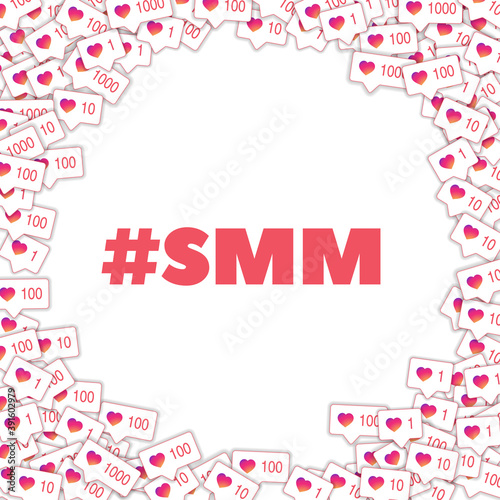 Social media icons. Smm concept. Falling gradient 