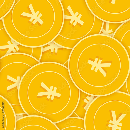 Chinese yuan coins seamless pattern. Immaculate sc