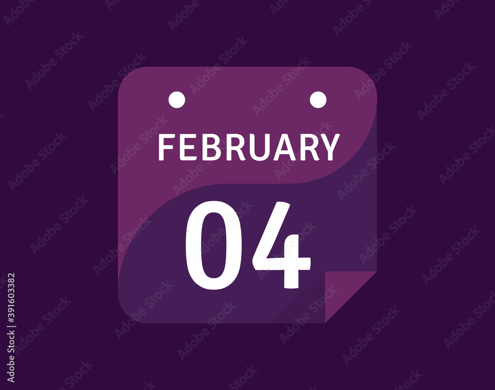 4 February, February 4 icon Single Day Calendar Vector illustration 4 February, February 4 icon Single Day Calendar Vector illustration