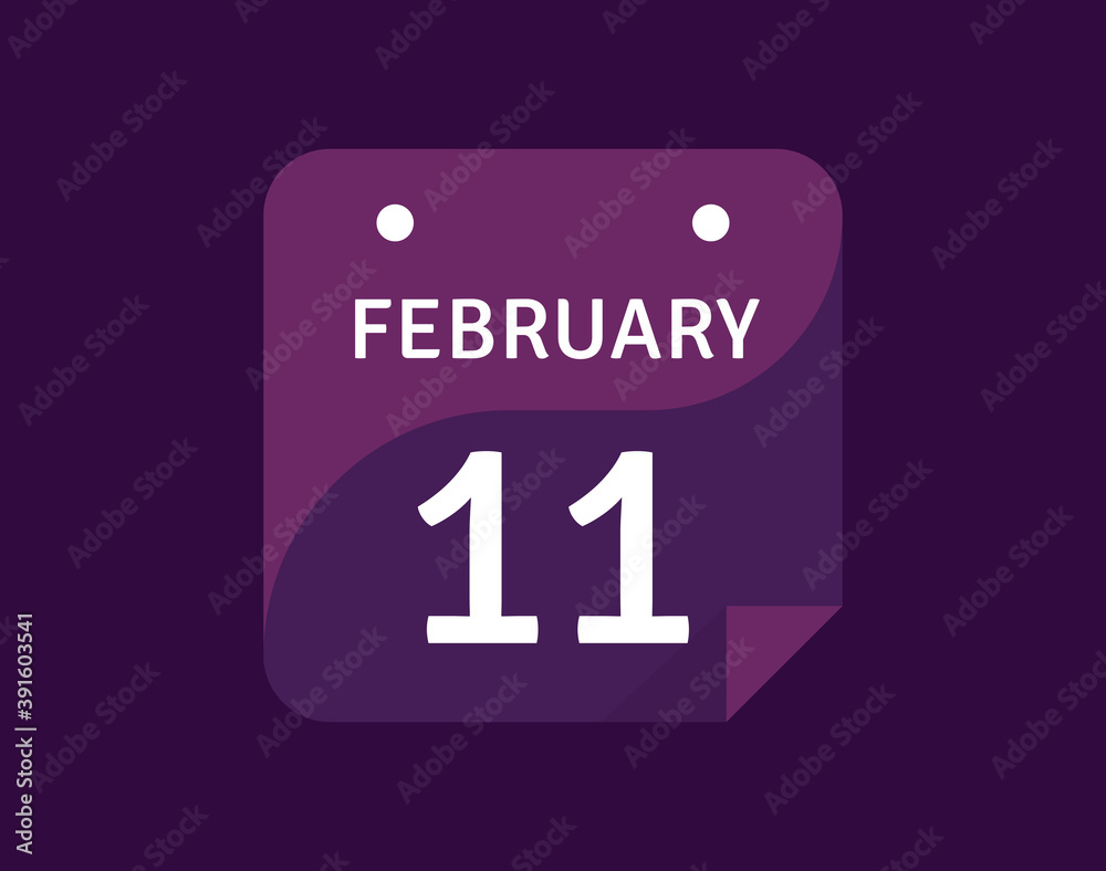 11 February, February 11 icon Single Day Calendar Vector illustration 11 February, February 11 icon Single Day Calendar Vector illustration
