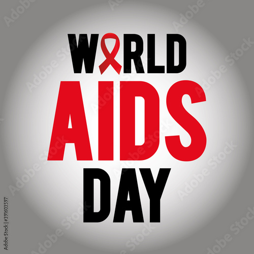 world aids day lettering with a ribbon