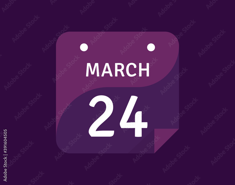 24 March, March 24 icon Single Day Calendar Vector illustration 24 March, March 24 icon Single Day Calendar Vector illustration