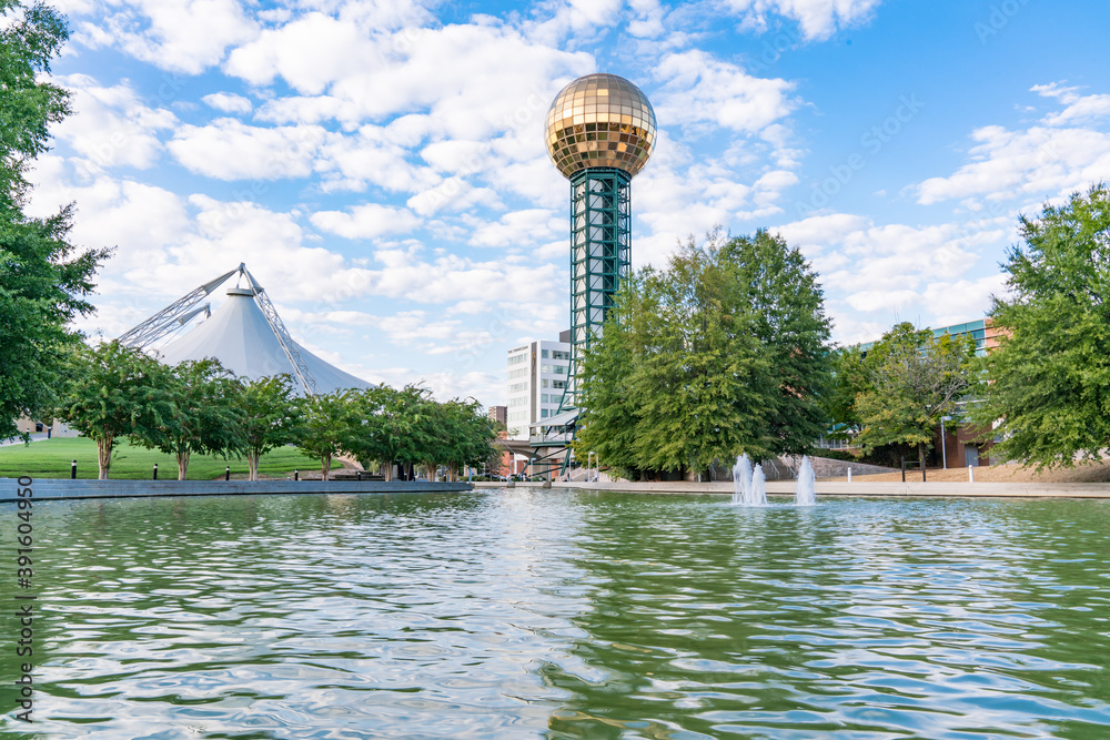 Sunsphere at World's Fair park in downtown Knoxville, Tennessee - obrazy, fototapety, plakaty 