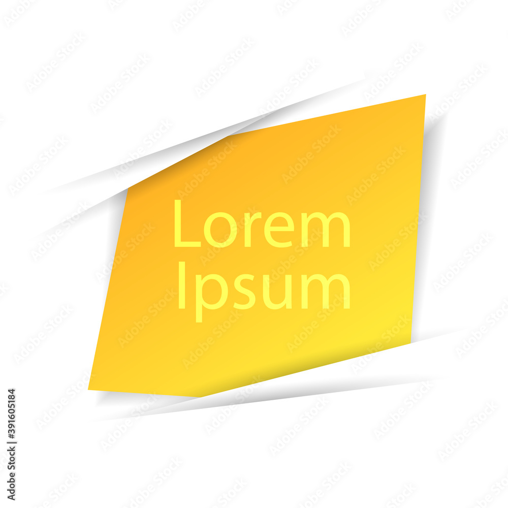 Yellow paper sticker and material design with shadows, isolated on white background with lettering. Space for text. Vector illustration. Elements for poster, card, web, design. Yellow paper sticker and material design with shadows, isolated on white background with lettering. Space for text. Vector illustration. Elements for poster, card, web, design.