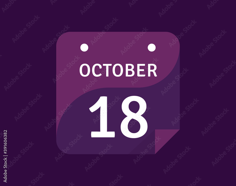 18 October, October 18 icon Single Day Calendar Vector illustration 18 October, October 18 icon Single Day Calendar Vector illustration