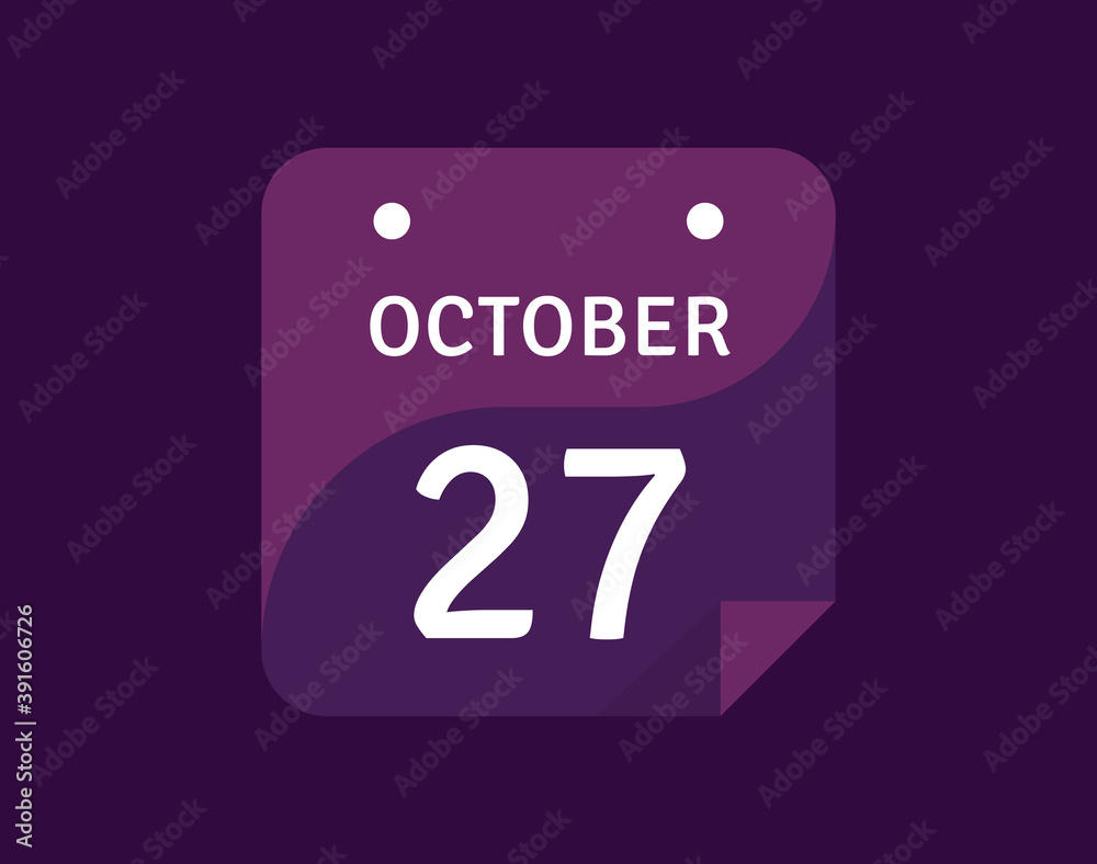 27 October, October 27 icon Single Day Calendar Vector illustration 27 October, October 27 icon Single Day Calendar Vector illustration