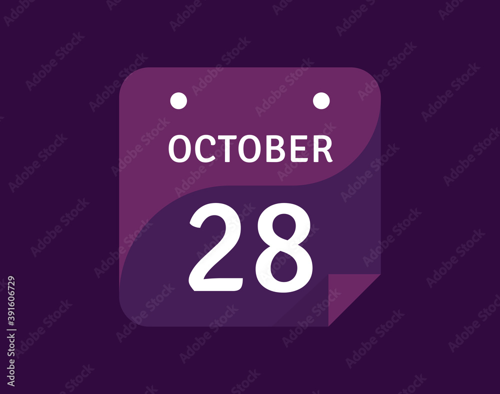 28 October, October 28 icon Single Day Calendar Vector illustration 28 October, October 28 icon Single Day Calendar Vector illustration
