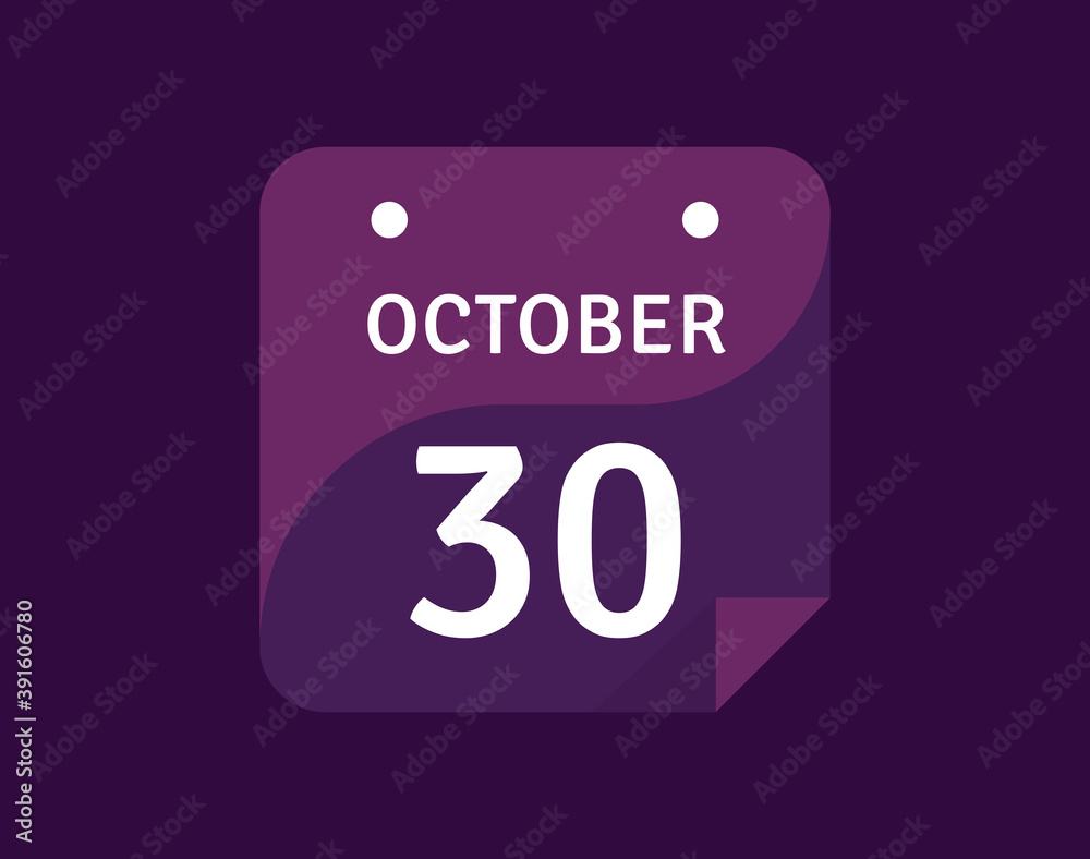 30 October, October 30 icon Single Day Calendar Vector illustration 30 October, October 30 icon Single Day Calendar Vector illustration