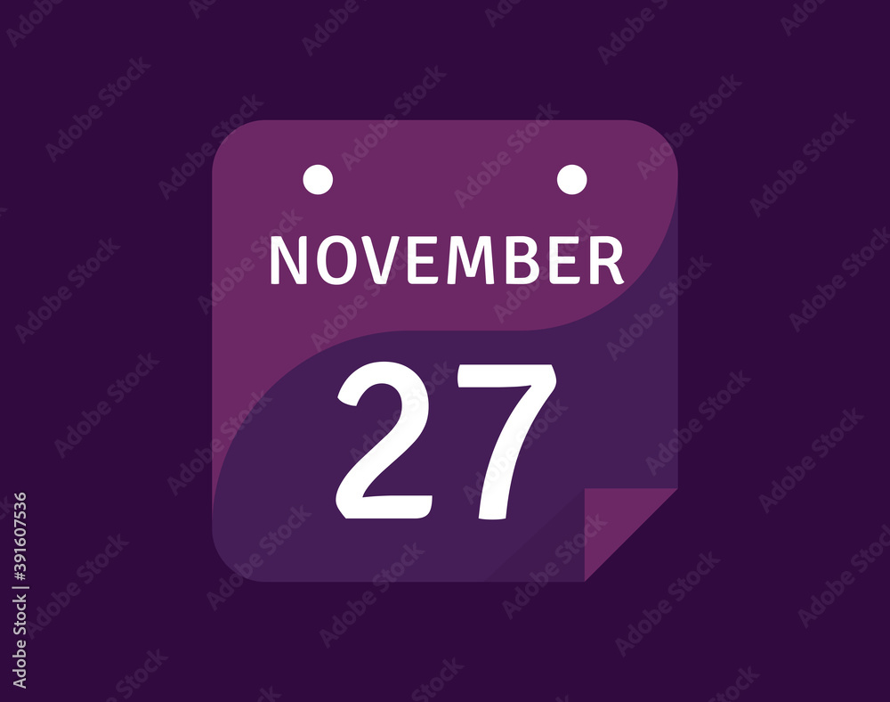 27 November, November 27 icon Single Day Calendar Vector illustration 27 November, November 27 icon Single Day Calendar Vector illustration