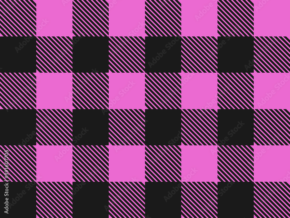 Pink and Black Lumberjack plaid seamless pattern. Simple vintage textile design. Scottish cage. Tartan plaid abstract checkered pattern background Pink and Black Lumberjack plaid seamless pattern. Simple vintage textile design. Scottish cage. Tartan plaid abstract checkered pattern background