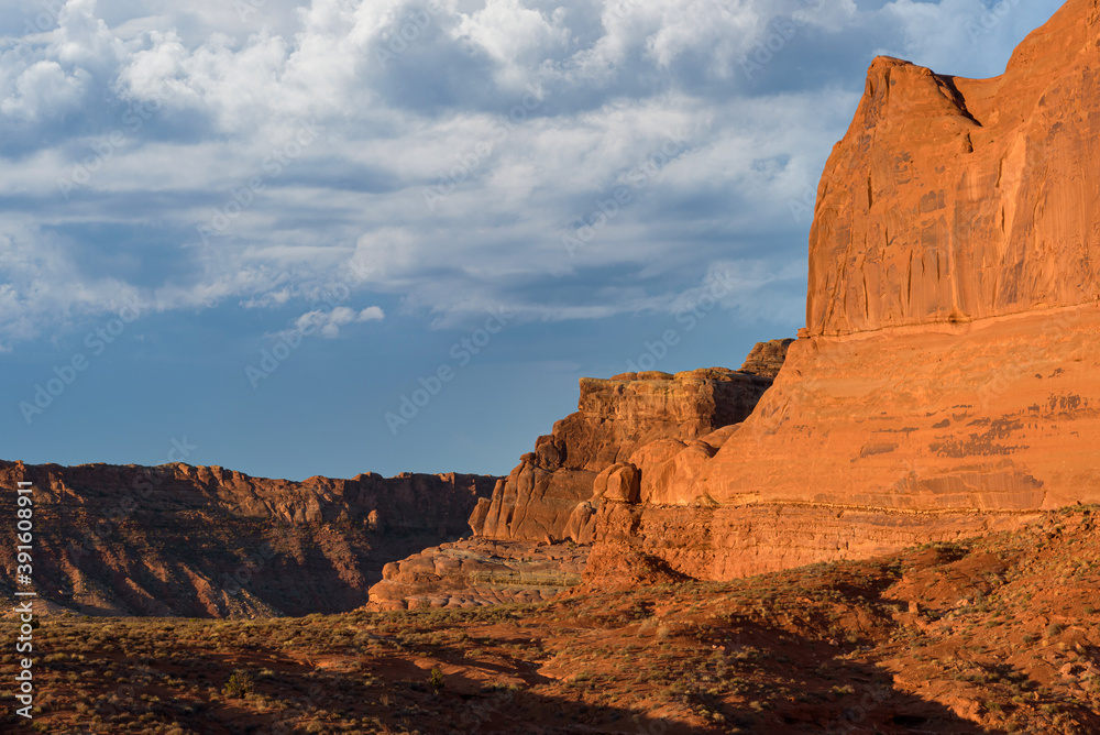 Fototapeta premium Travel and Tourism - Scenes of the Western United States. Red Rock Formations In Arches National Park, Utah.