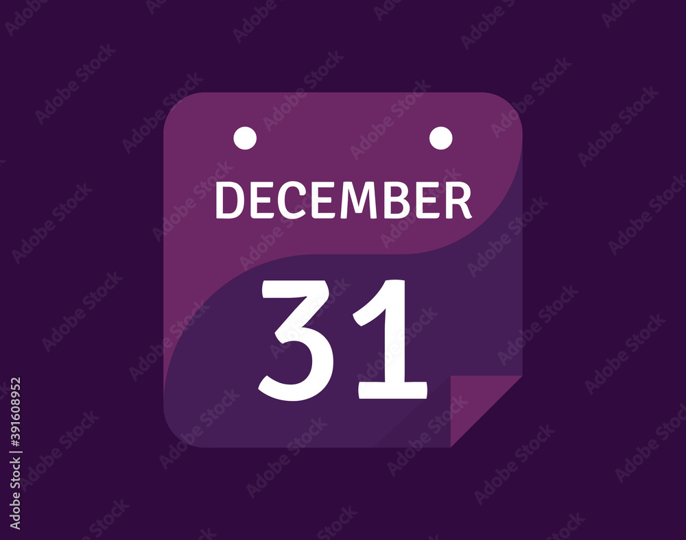 31 December, December 31 icon Single Day Calendar Vector illustration 31 December, December 31 icon Single Day Calendar Vector illustration