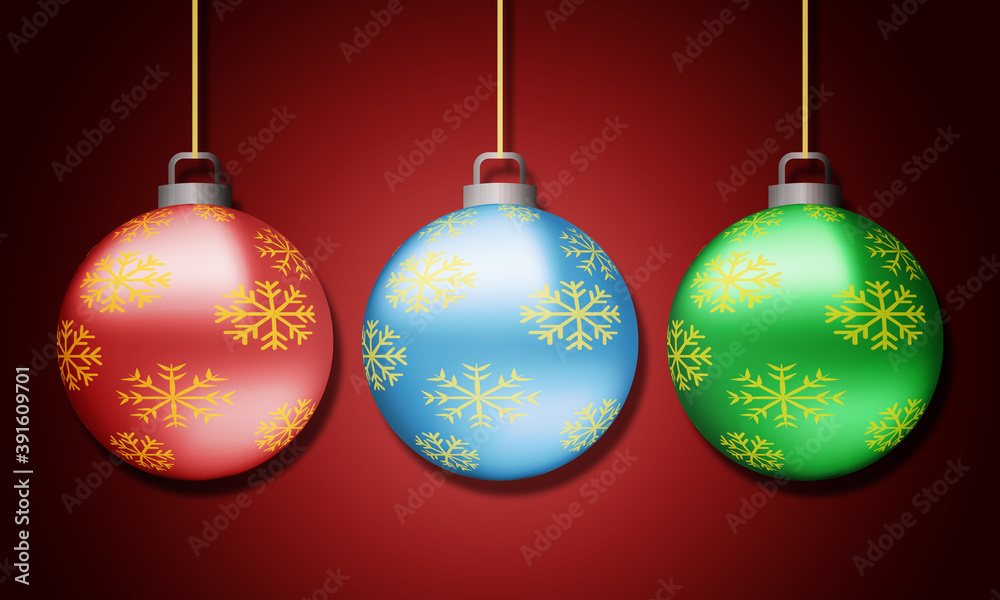 Obraz premium Bolas de navidad colgadas en un fondo rojo.