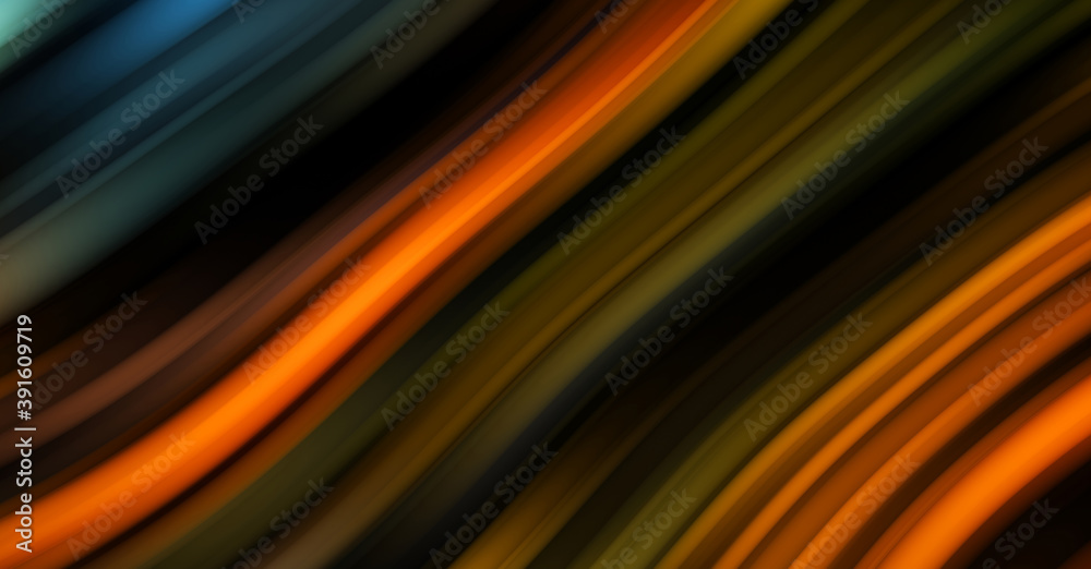Fototapeta premium Colorful smooth lines on black background. Liquid and fluid vibrant color waves flowing in the dark. Graphic illustration for wallpaper, banner, background, card, book, cover, poster, banner, brochure