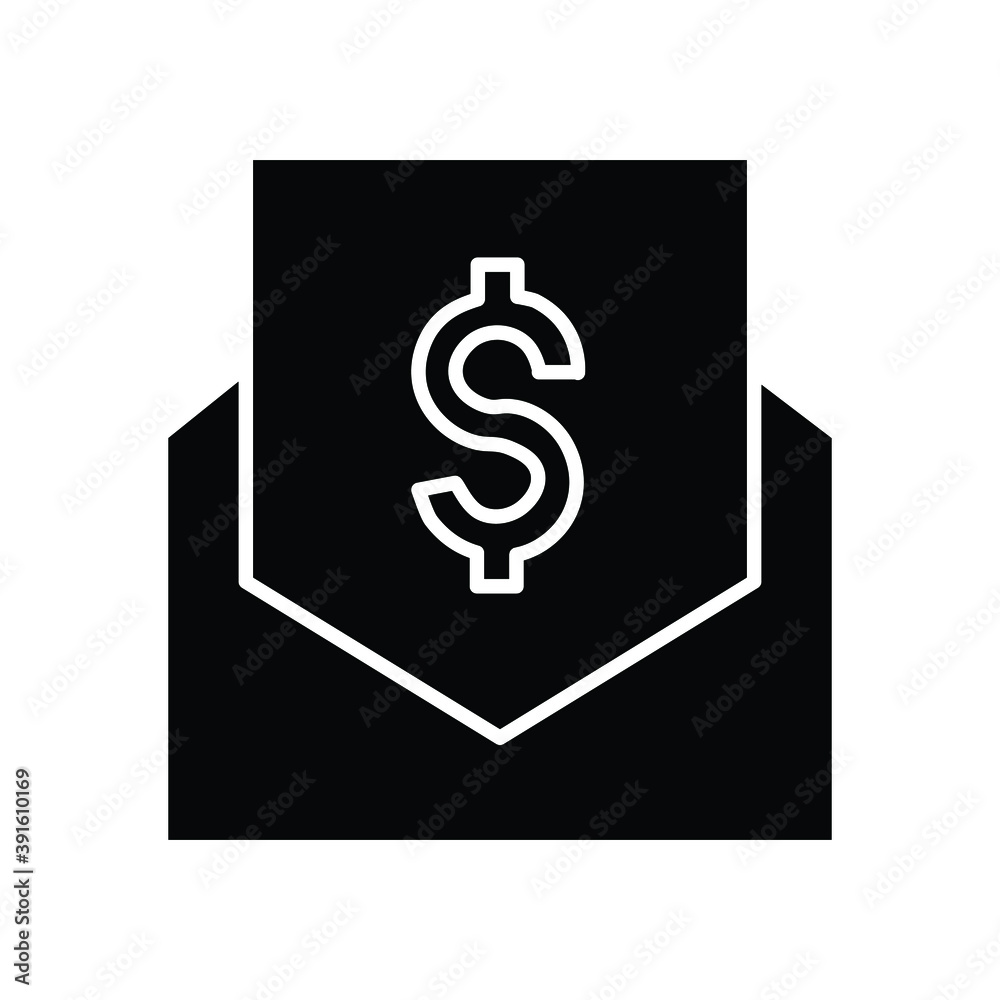 Dollar salary envelope glyph icon Dollar salary envelope glyph icon