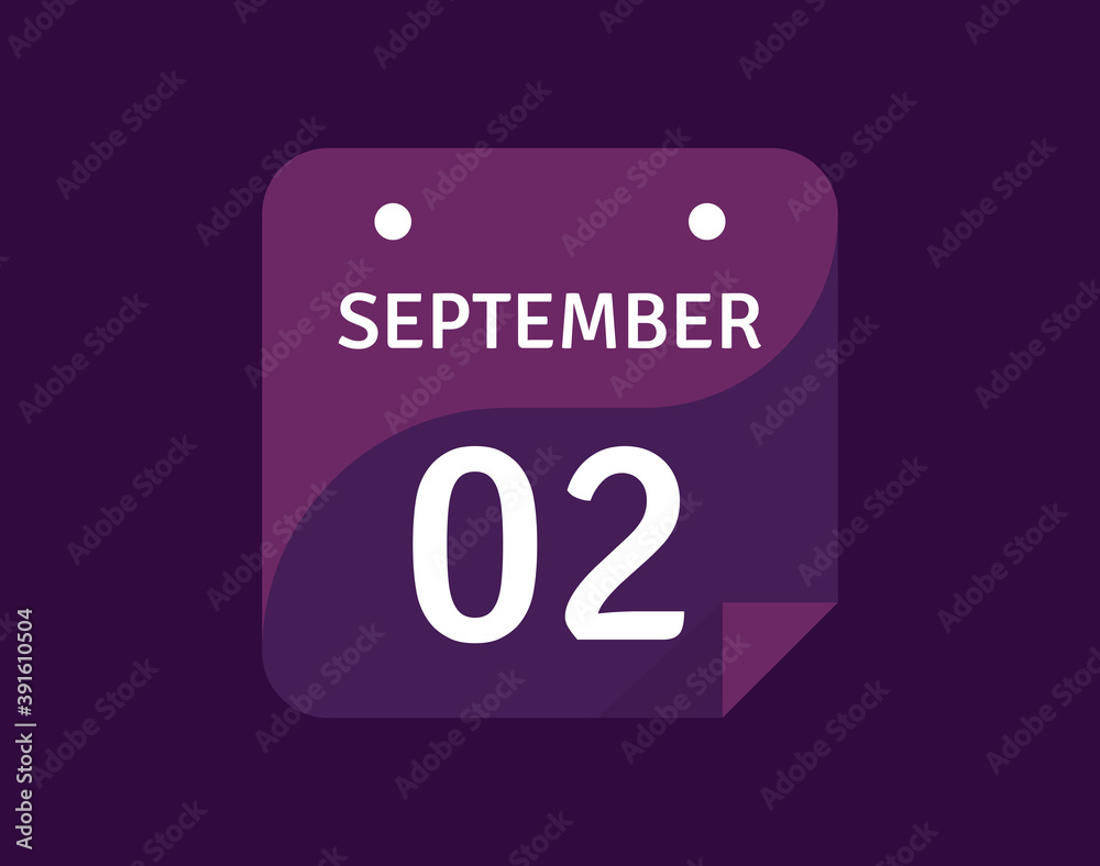 2 September, September 2 icon Single Day Calendar Vector illustration 2 September, September 2 icon Single Day Calendar Vector illustration