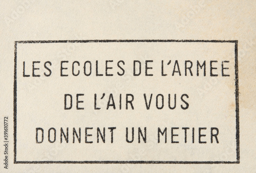 post letter mail brief stempel cancel frankiert gestempelt vintage retro alt old frankreich france french französisch slogan werbung Luftwaffe armee beruf airforce job