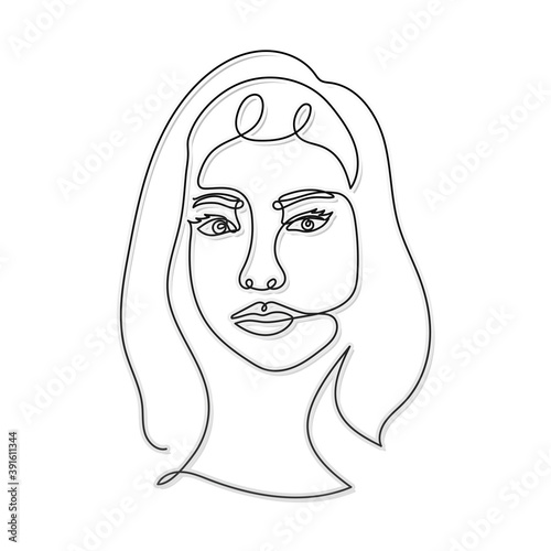 line woman face with two eyes in a white background