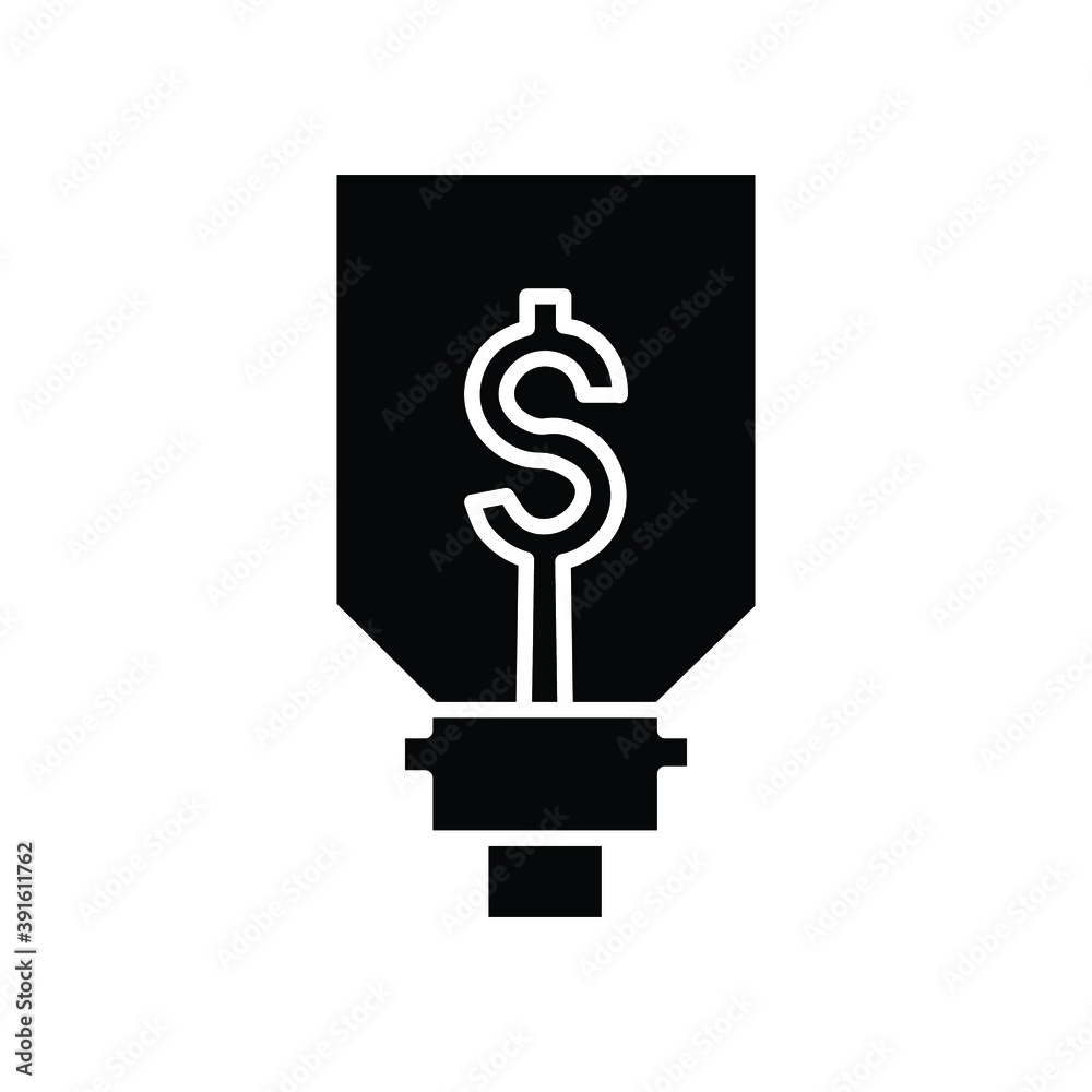 a bulb with dollar sign energy-saving glyph icon a bulb with dollar sign energy-saving glyph icon