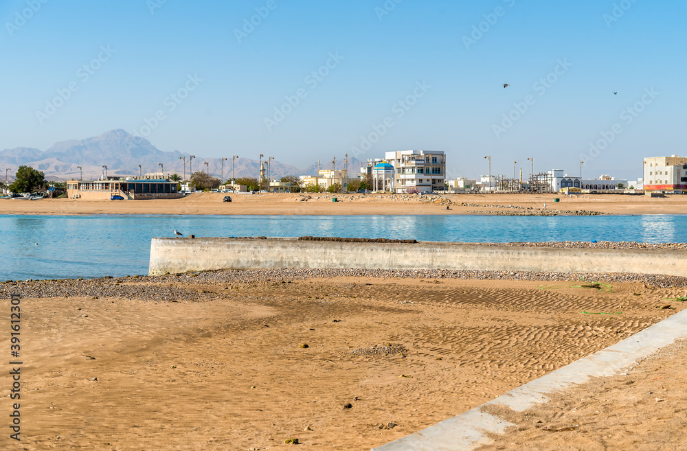 Landscape with panoramic view of Sur, Sultanate of Oman.