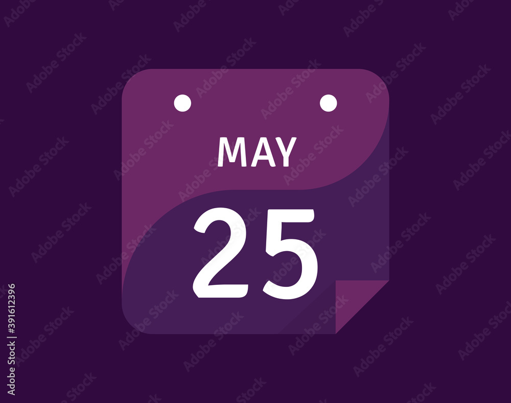 25 May, May 25 icon Single Day Calendar Vector illustration 25 May, May 25 icon Single Day Calendar Vector illustration