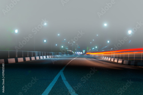 Light trails on a bridge