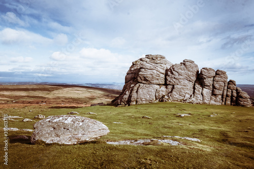 Rocky outcrop on the top of Haytor Tor on Dartmoor in Devon. photo
