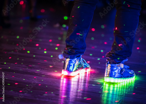Flashing Multi-Coloured Techno Shoes In A Night Club