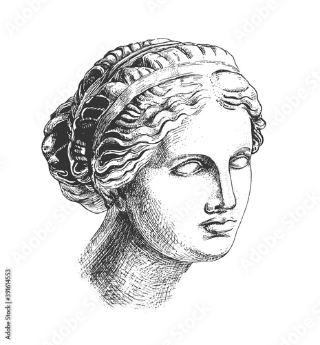 Aphrodite head greek sculpture photo