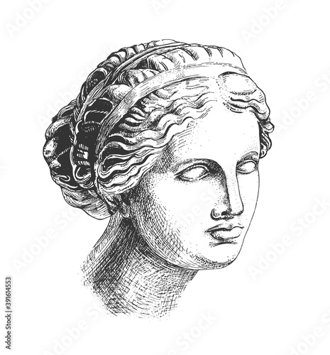 Aphrodite head greek sculpture