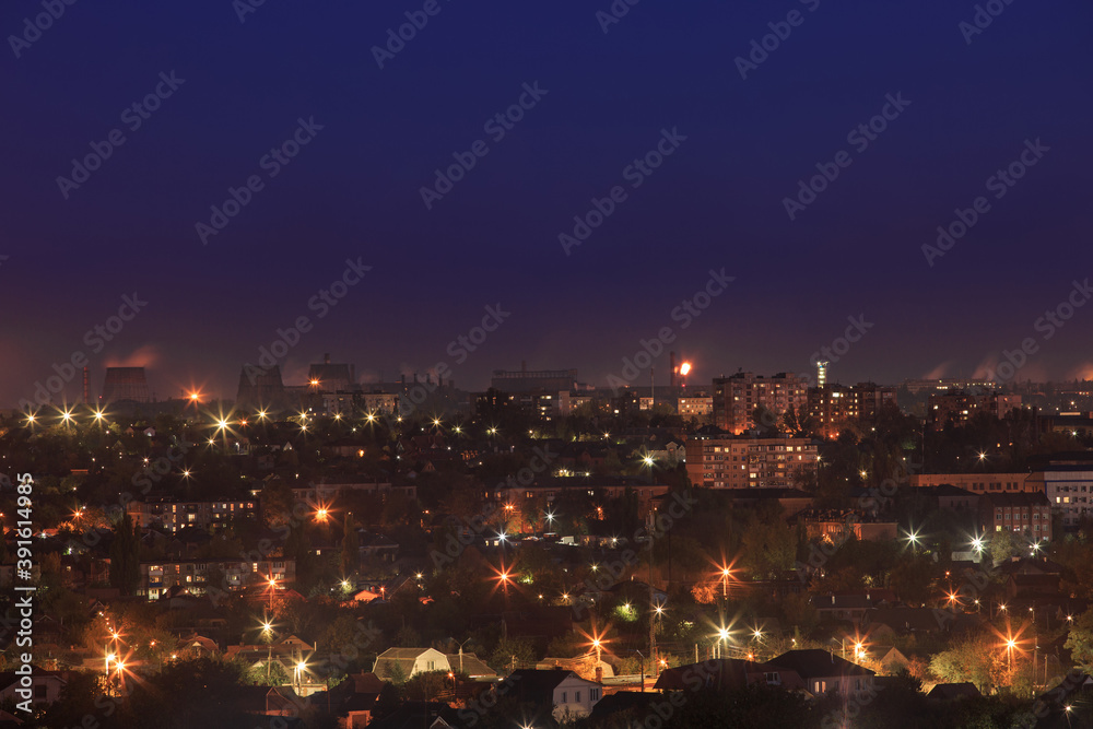 The landscape of a night city in Eastern Europe The landscape of a night city in Eastern Europe